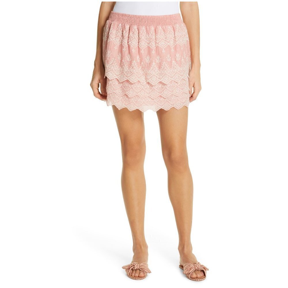 LOVE SAM Tallulah Embroidered Cotton & Silk Skirt